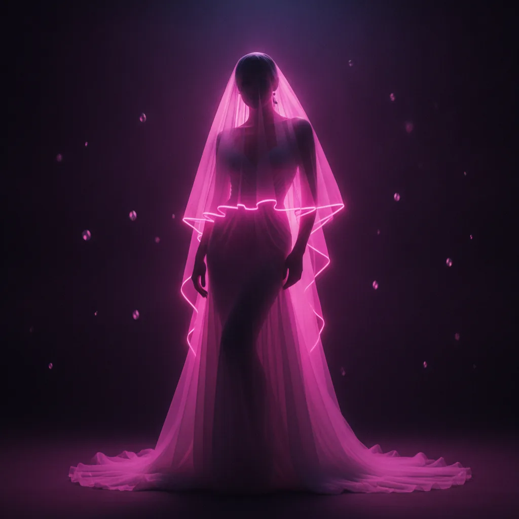 Compagne IA enveloppée d'une lumière néon rose